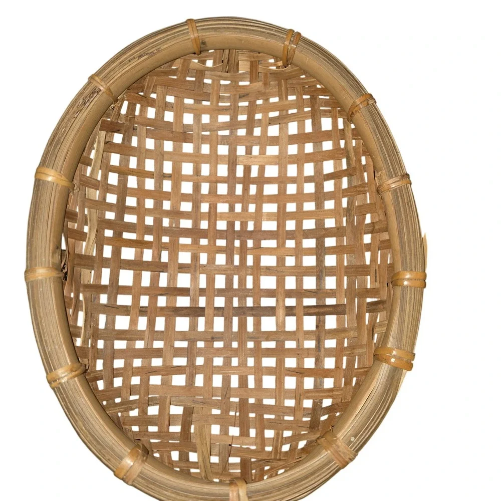 Unbranded Woven Bamboo Nesting Baskets Set of 6 Oval Brown Boho Wall Decor Trays